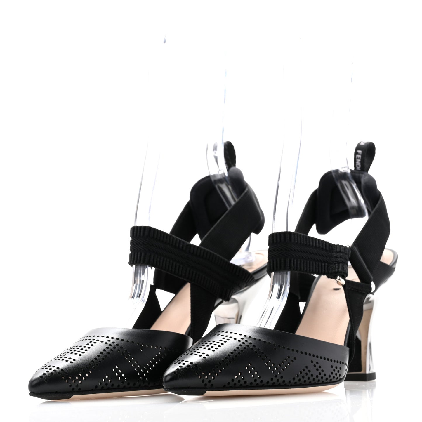 Calfskin Perforated Colibri 85mm Slingback Pumps 36 Black