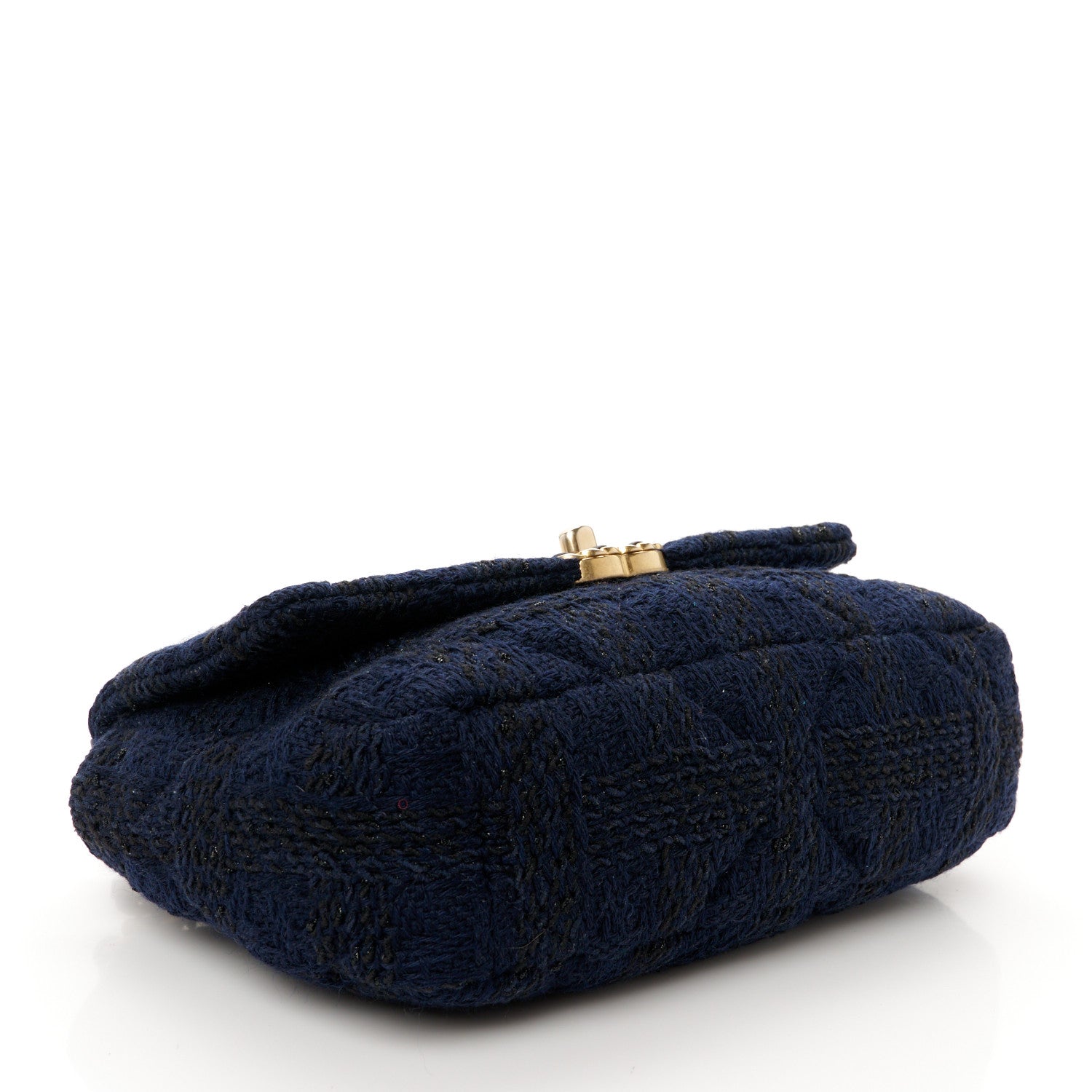 Chanel Tweed Quilted Medium Chanel 19 Flap Navy Blue Black 4 of 10