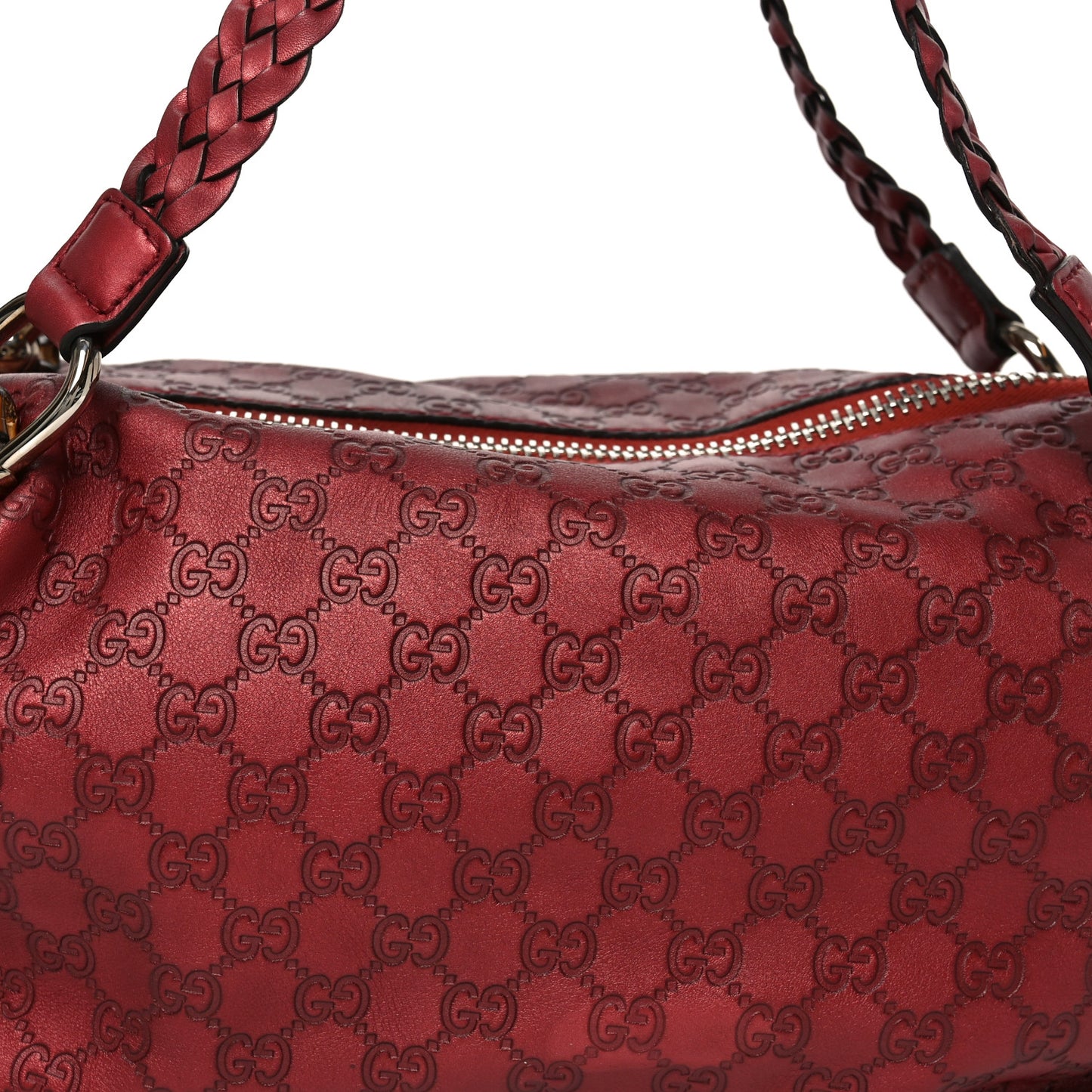 Metallic Guccissima Medium Bamboo Bar Tote Red