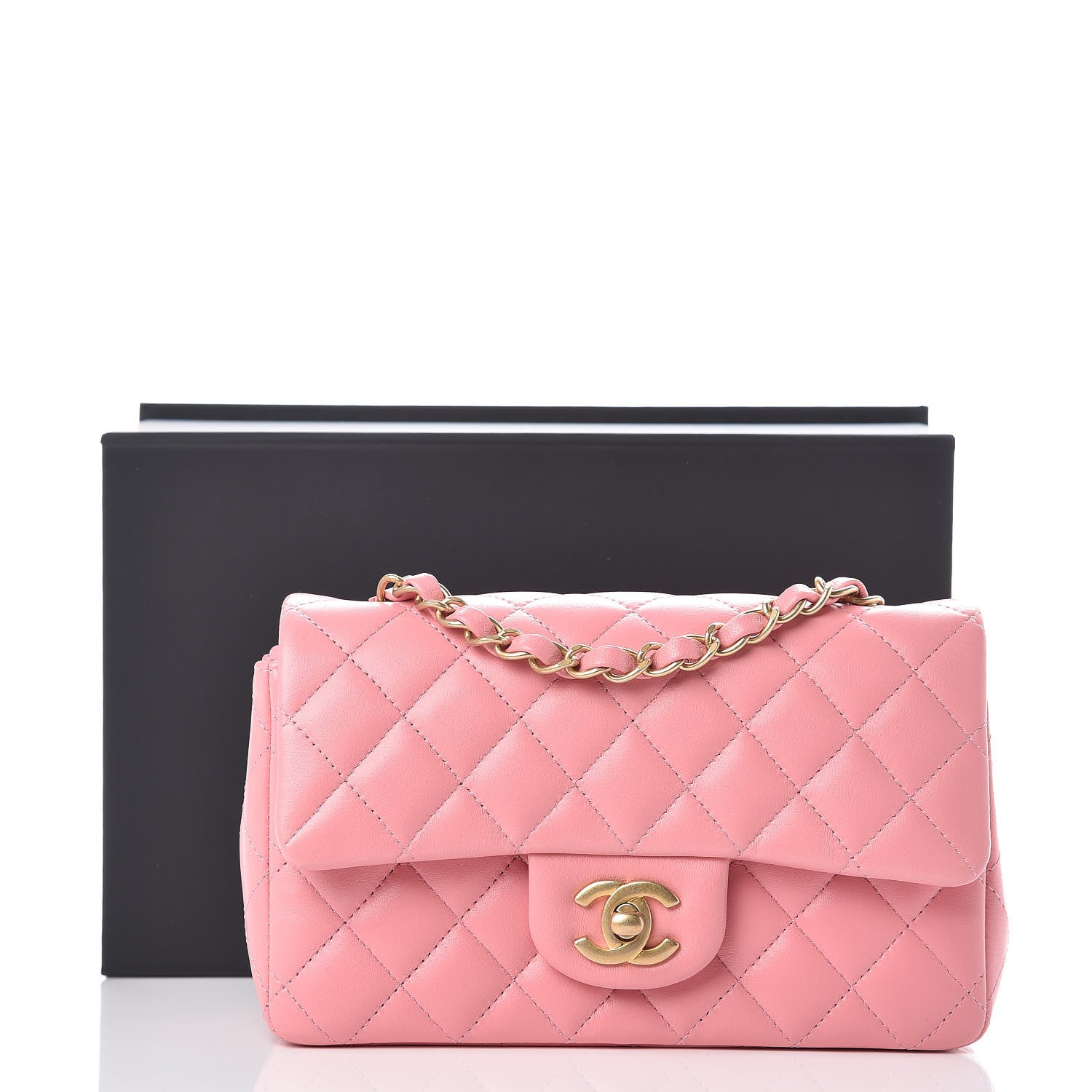 Chanel Lambskin Quilted Mini Rectangular Flap Pink 10 of 10
