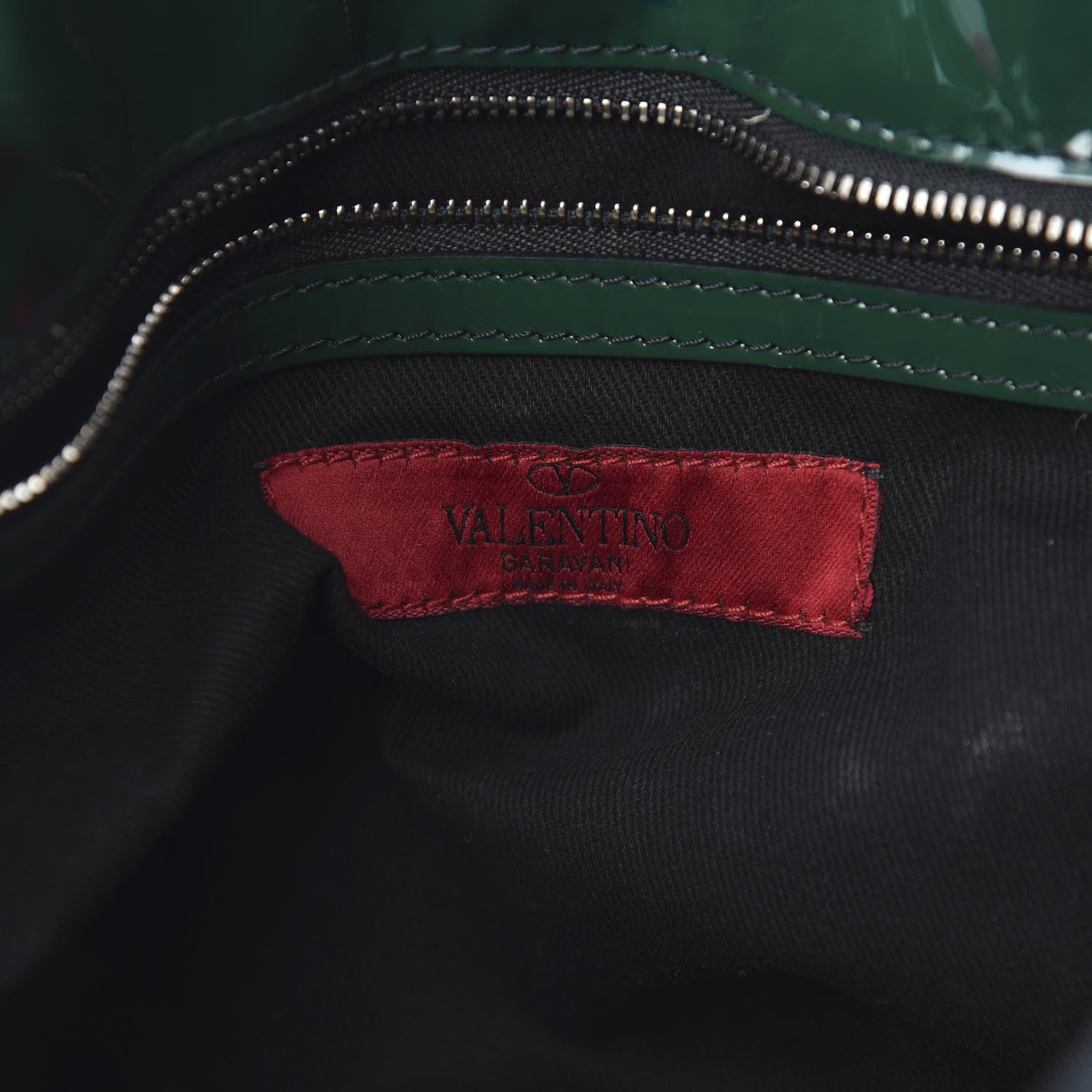 Valentino Garavani Patent Crystal Catch Satchel Green 6 of 13