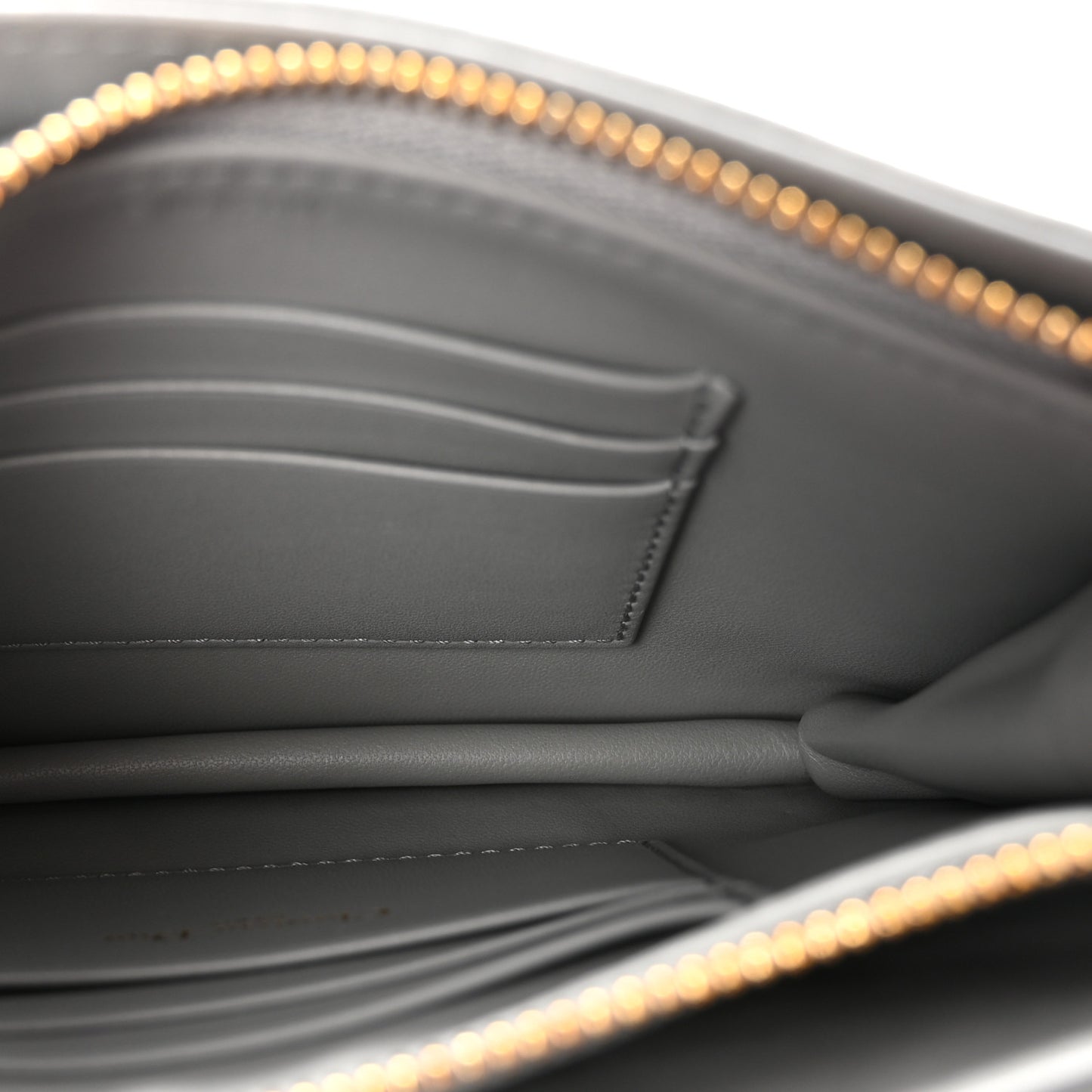 Calfskin Cannage Caro Zipped Pouch With Chain Grey