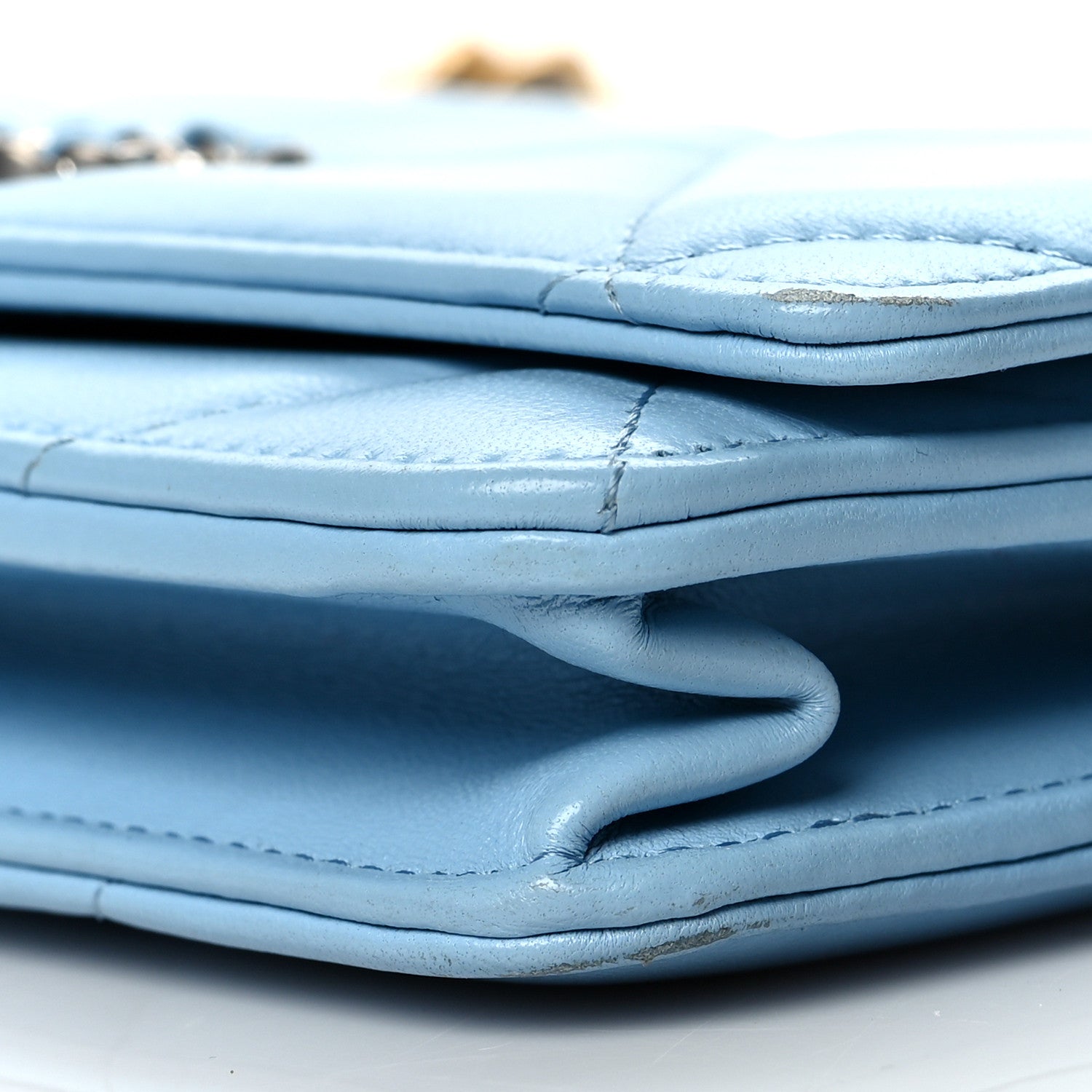 Chanel Lambskin Quilted Chanel 19 Wallet On Chain WOC Light Blue 5 of 11