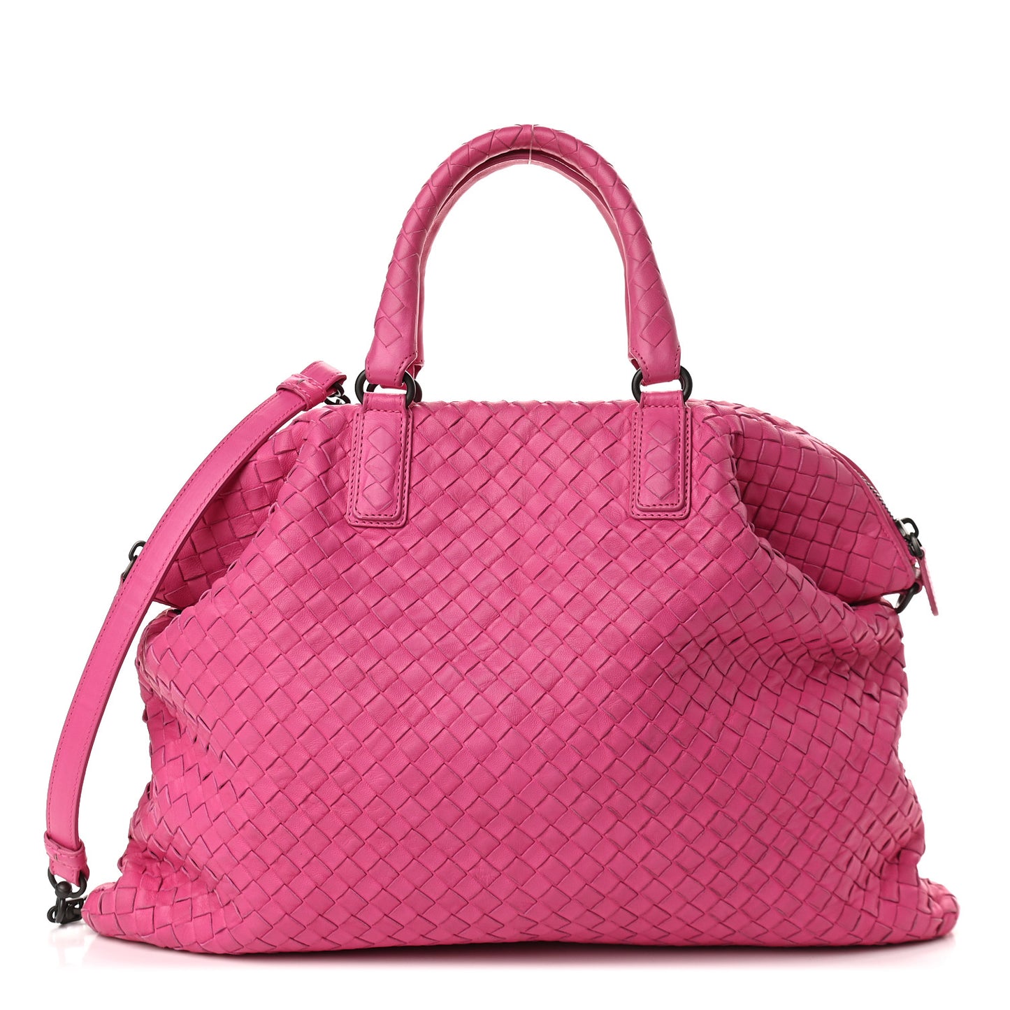 Nappa Intrecciato Maxi Convertible Tote Fuchsia