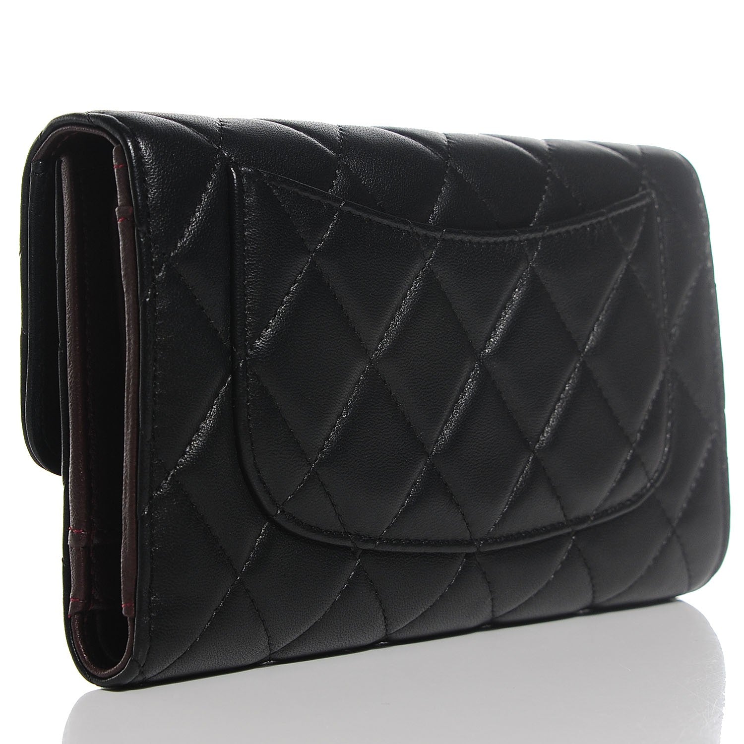 Chanel Lambskin Quilted Large Flap Wallet Black 3 of 8