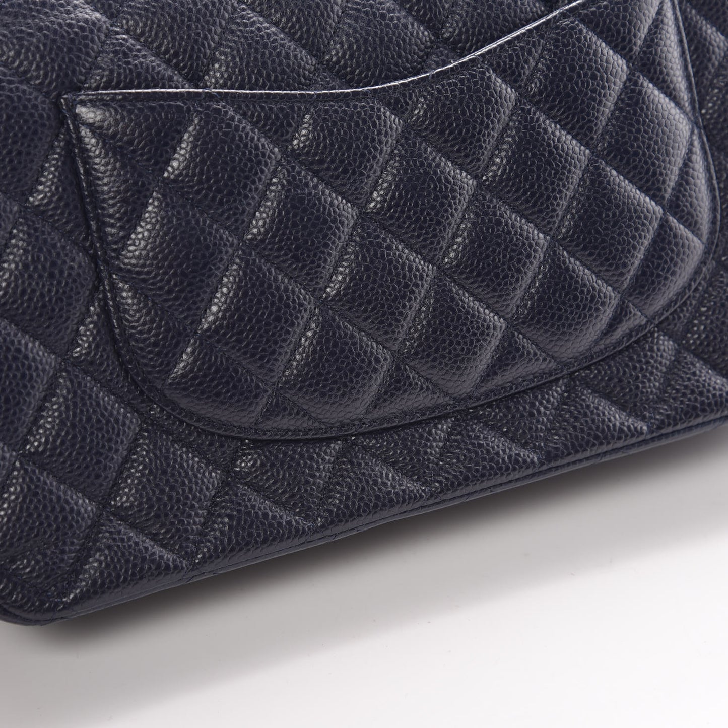 Caviar Quilted Medium Double Flap Dark Blue
