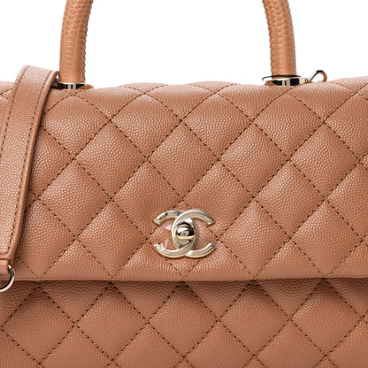 Chanel Caviar Quilted Lizard Embossed Mini Coco Handle Flap Brown 10 of 11