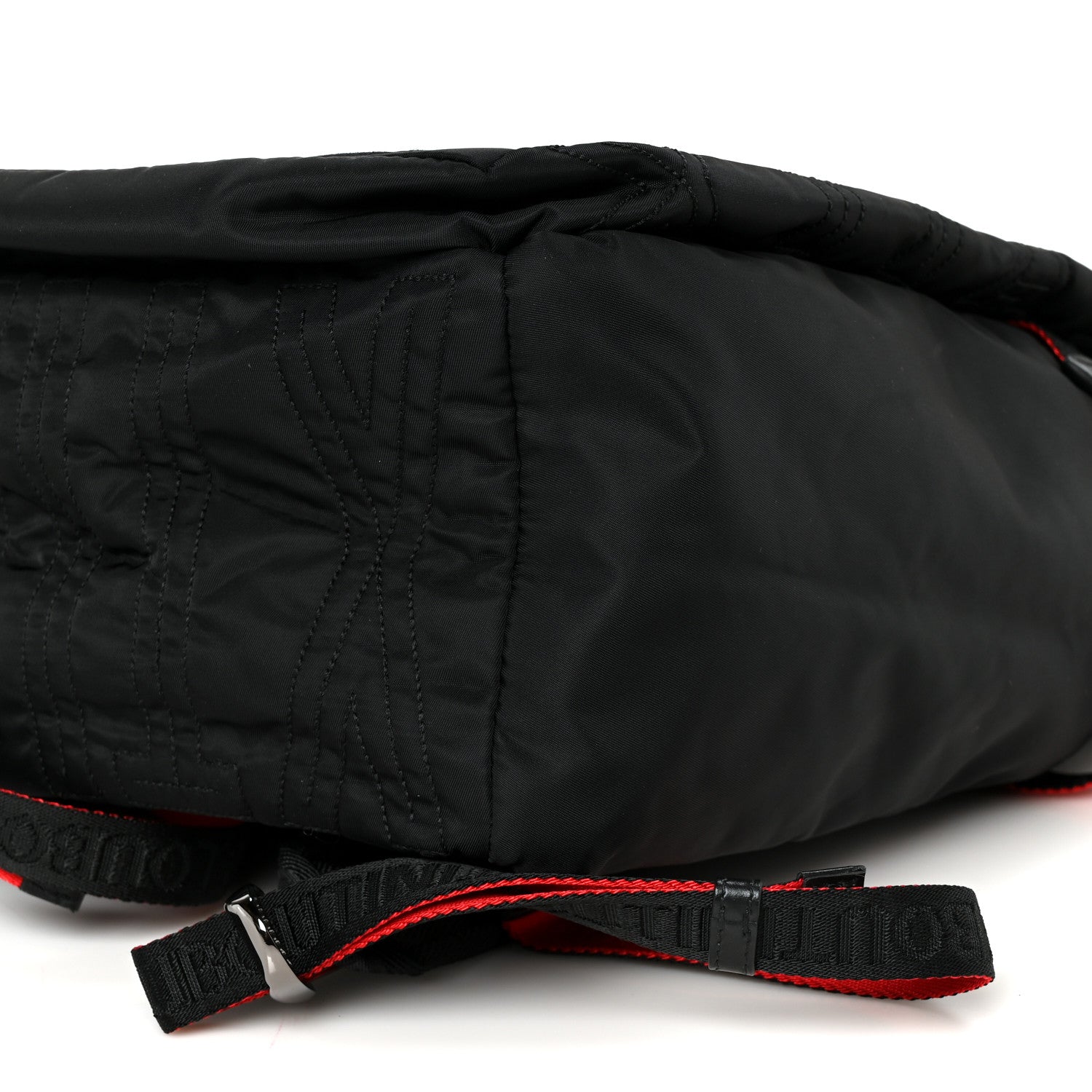Christian Louboutin Calfskin Rubber Nylon Loubideal Backpack Black Red 10 of 10