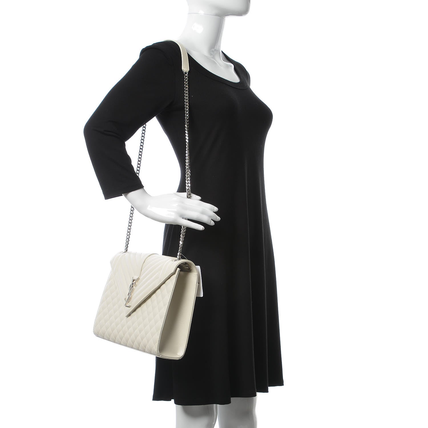 Saint Laurent Grain De Poudre Large Tri-Quilt Monogram Satchel Porcellana 2 of 8