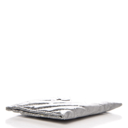Chanel Patent Metallic Crumpled Calfskin Chevron Quilted Card Holder Silver 4 of 8