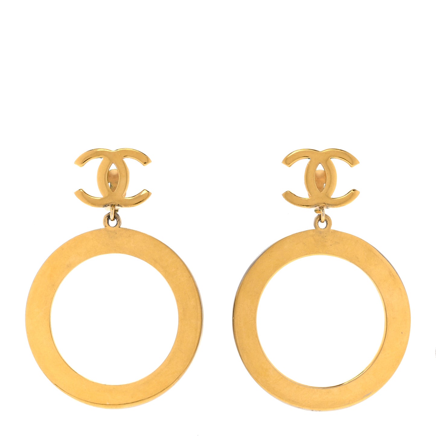 CC Drop Clip On Earrings Gold