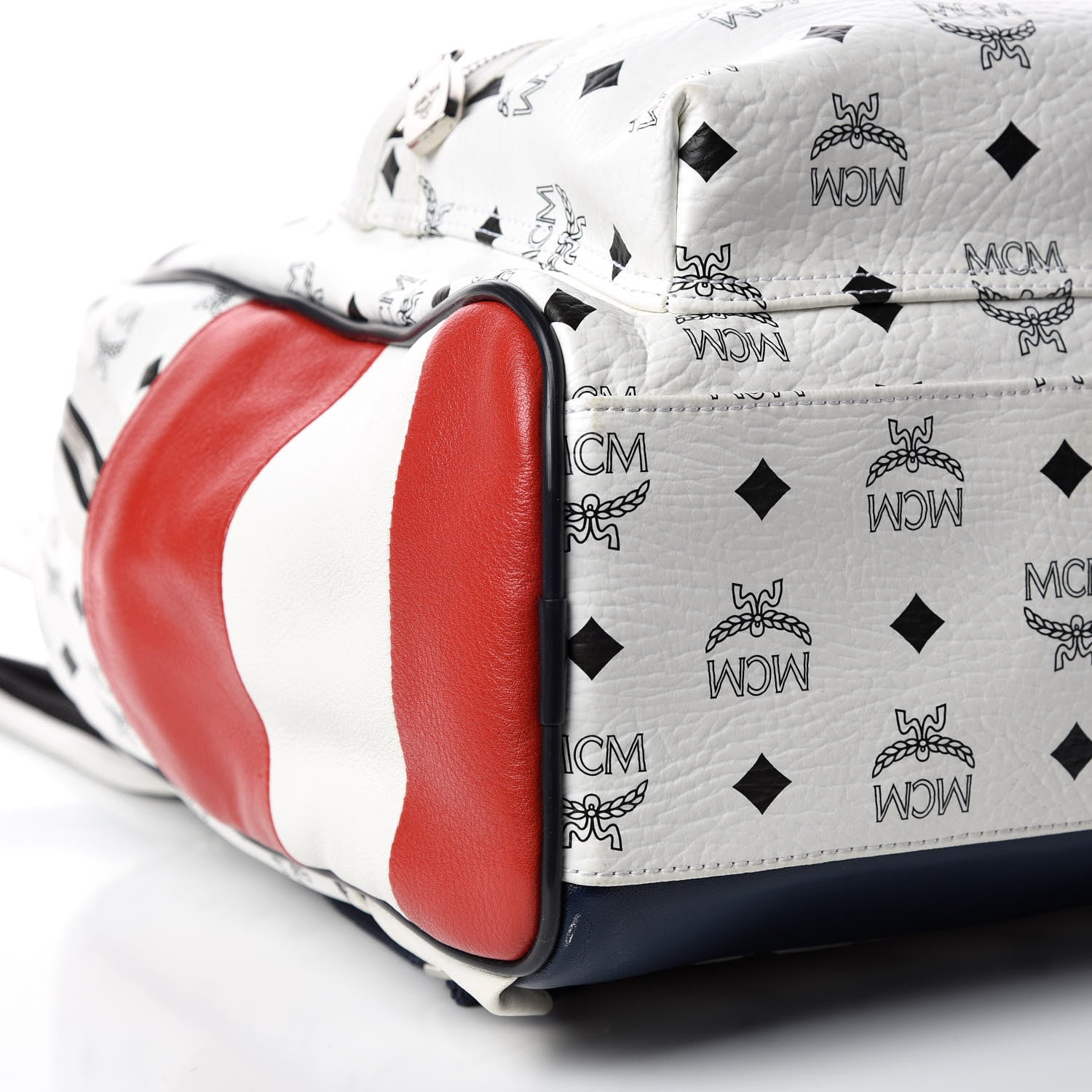 MCM Visetos Medium Stark Backpack White Red 5 of 10