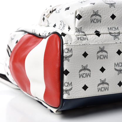MCM Visetos Medium Stark Backpack White Red 5 of 10