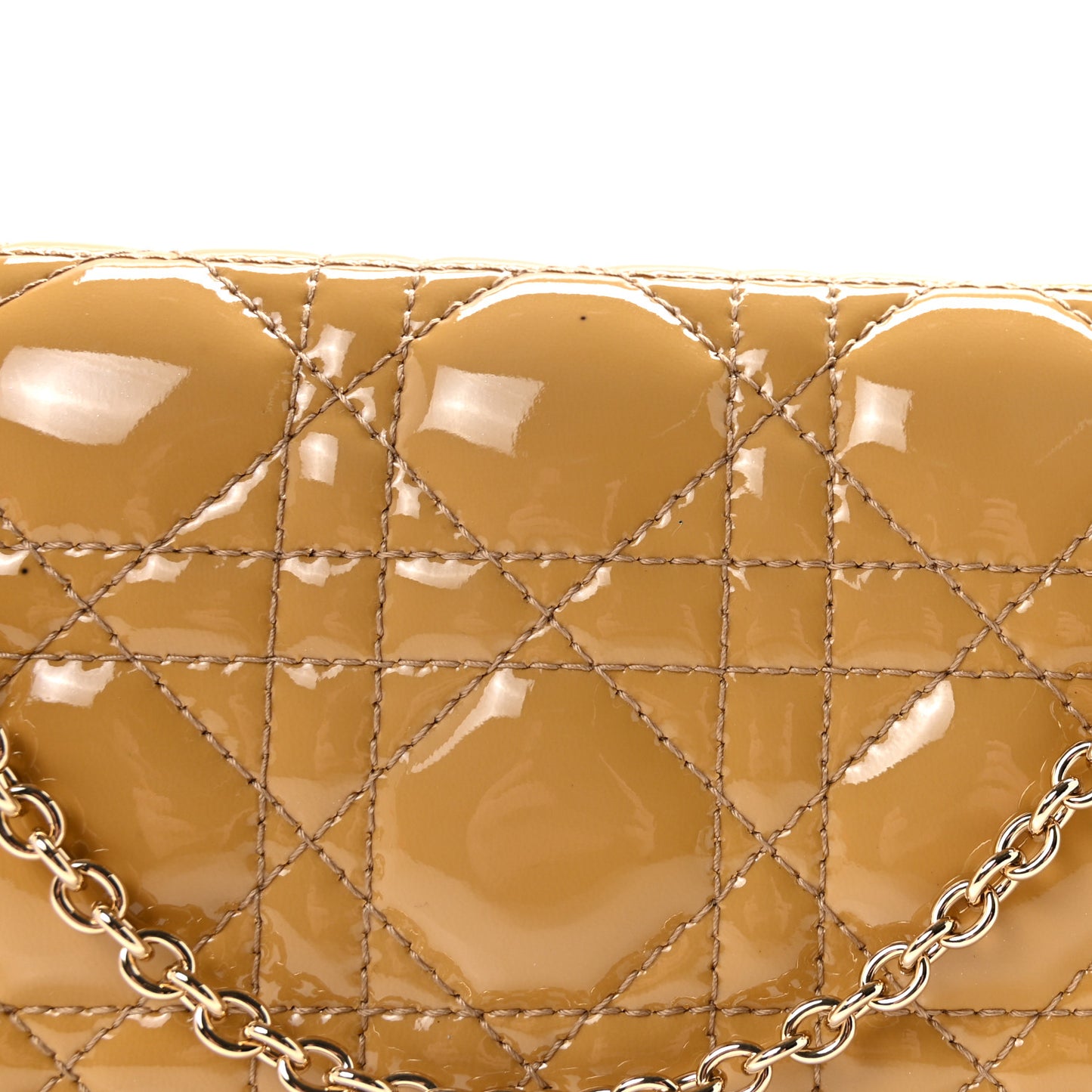 Patent Cannage Lady Dior Convertible Clutch Beige