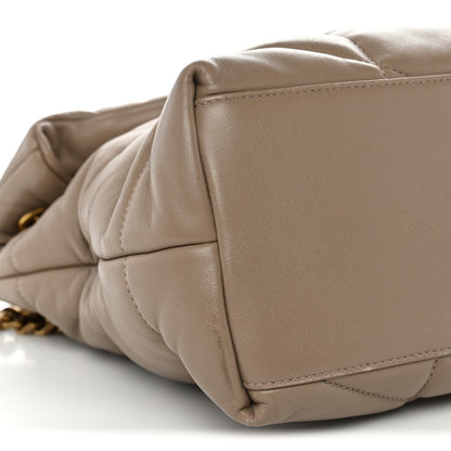 Saint Laurent Lambskin Quilted Medium Loulou Puffer Monogram Chain Satchel Dark Beige 9 of 10