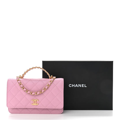 Chanel Shiny Caviar Quilted Pick Me Up Wallet On Chain WOC Pink 12 of 12