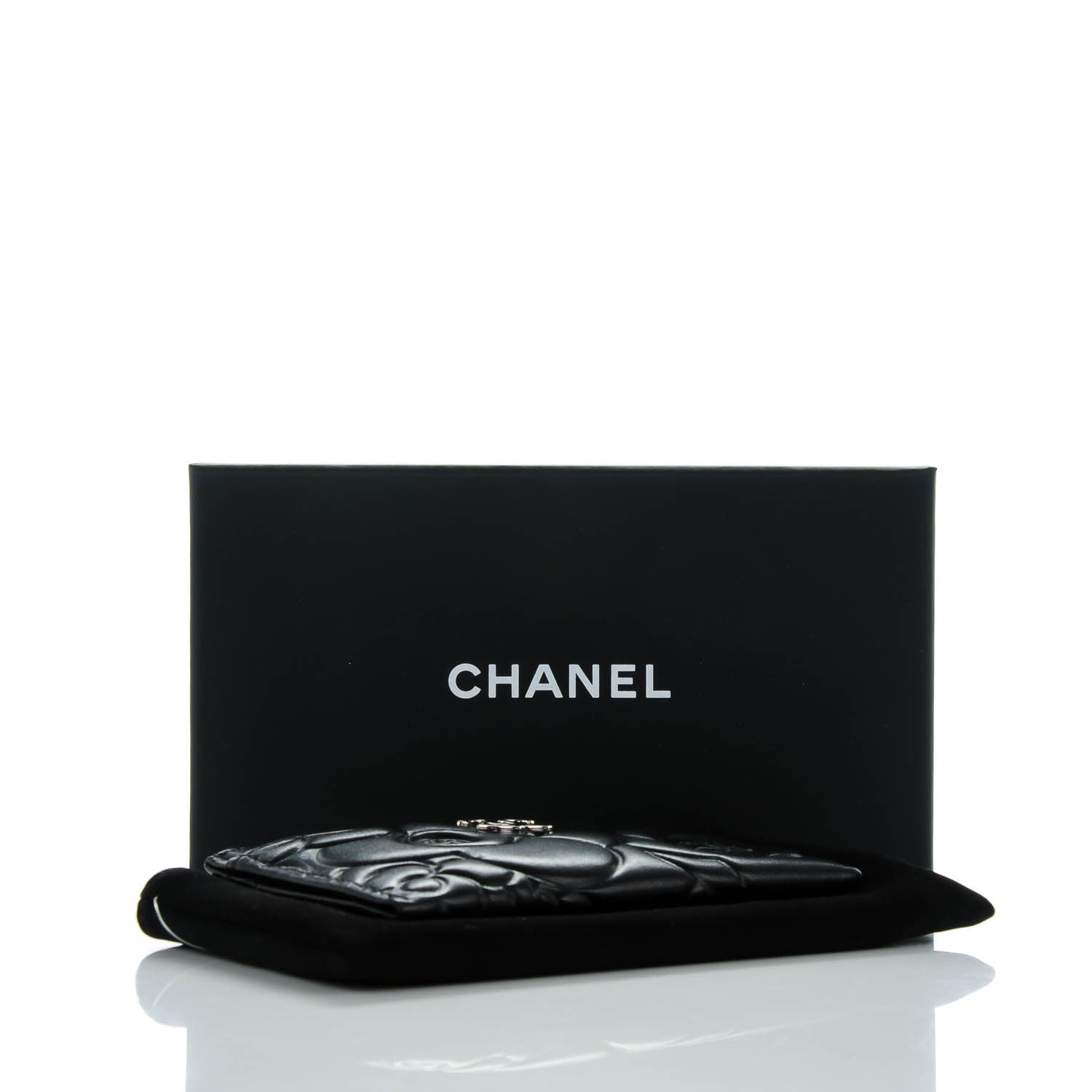 Chanel Lambskin Camellia Embossed Card Holder Black 4 of 8