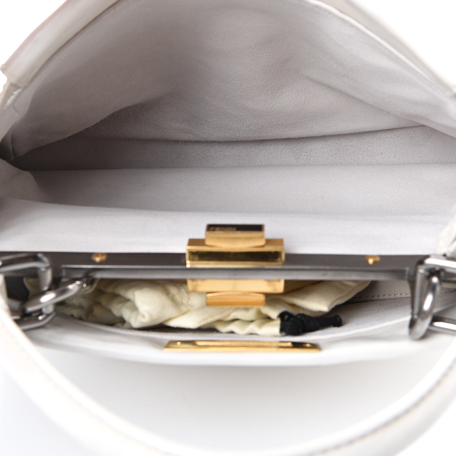 Fendi Vitello Suede Medium Peekaboo Iconic Satchel White 4 of 12