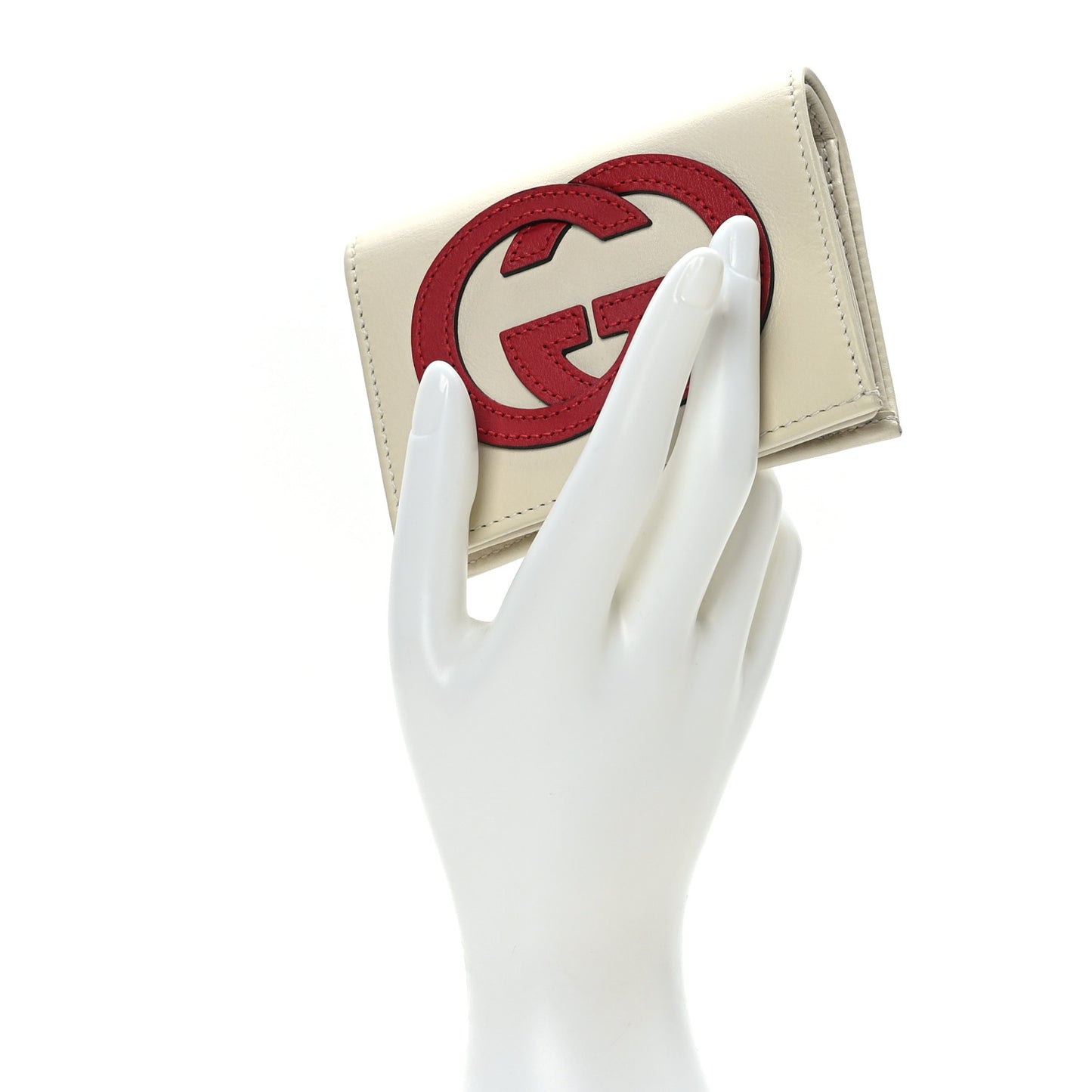 Vitello Eclipse Interlocking G Wallet Mystic White Hibiscus Red