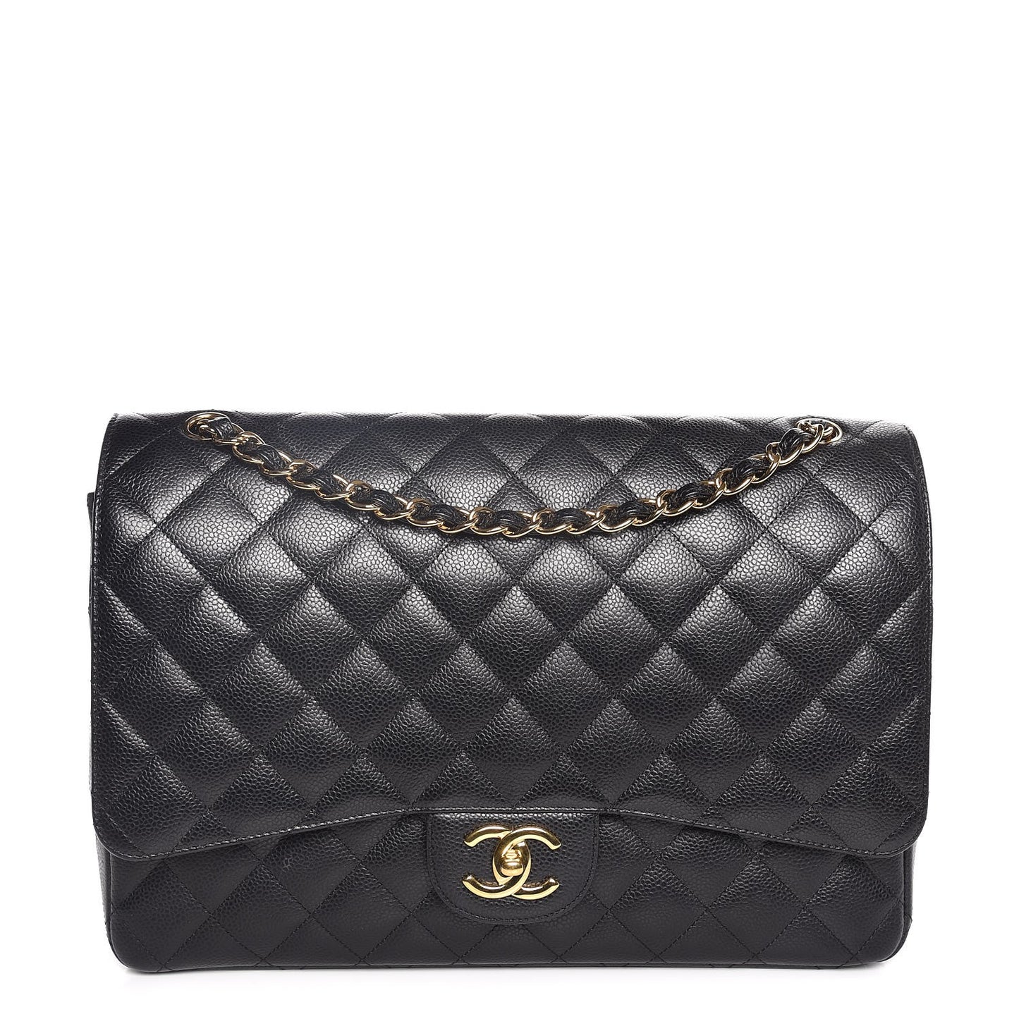 Caviar Quilted Maxi Double Flap Black