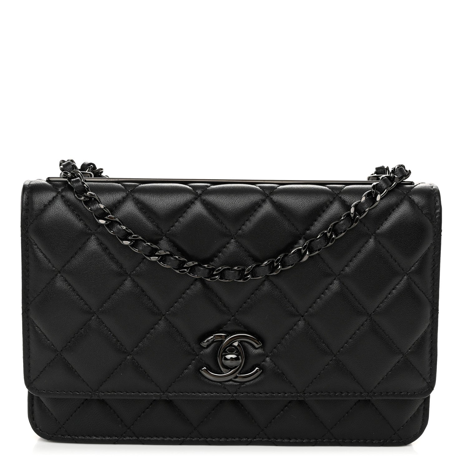 Chanel Lambskin Quilted Trendy CC Wallet On Chain WOC So Black 1 of 12