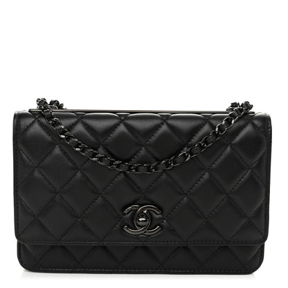 Chanel Lambskin Quilted Trendy CC Wallet On Chain WOC So Black 1 of 12