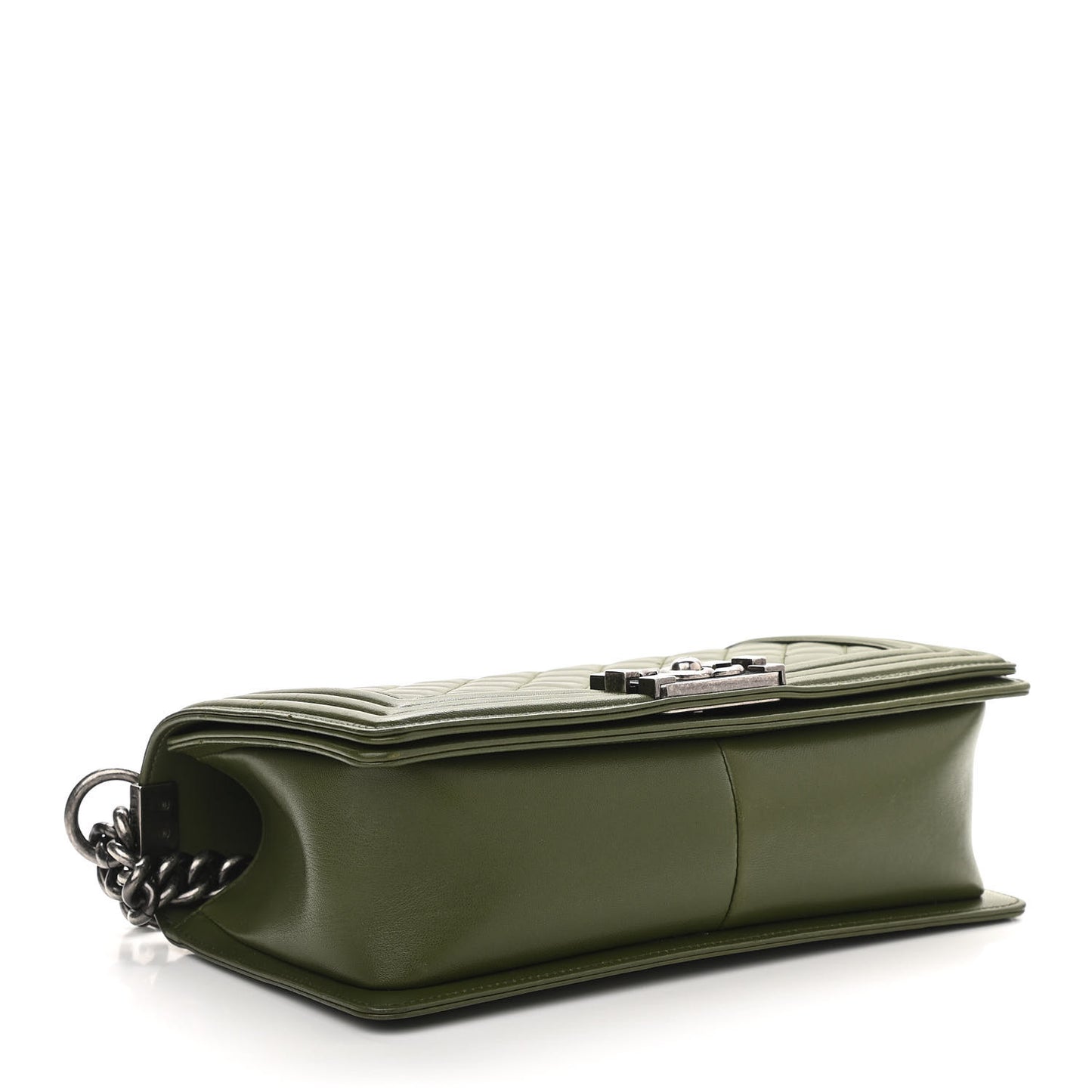 Lambskin Quilted Medium Boy Flap Green