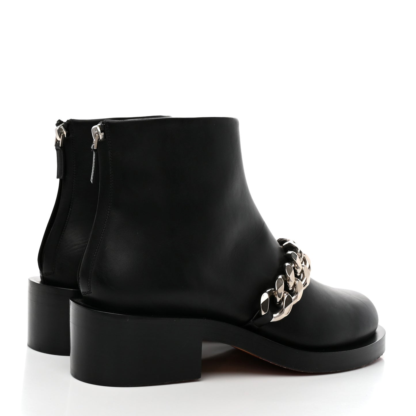 Calfskin Bottine Chain Boots 39 Black