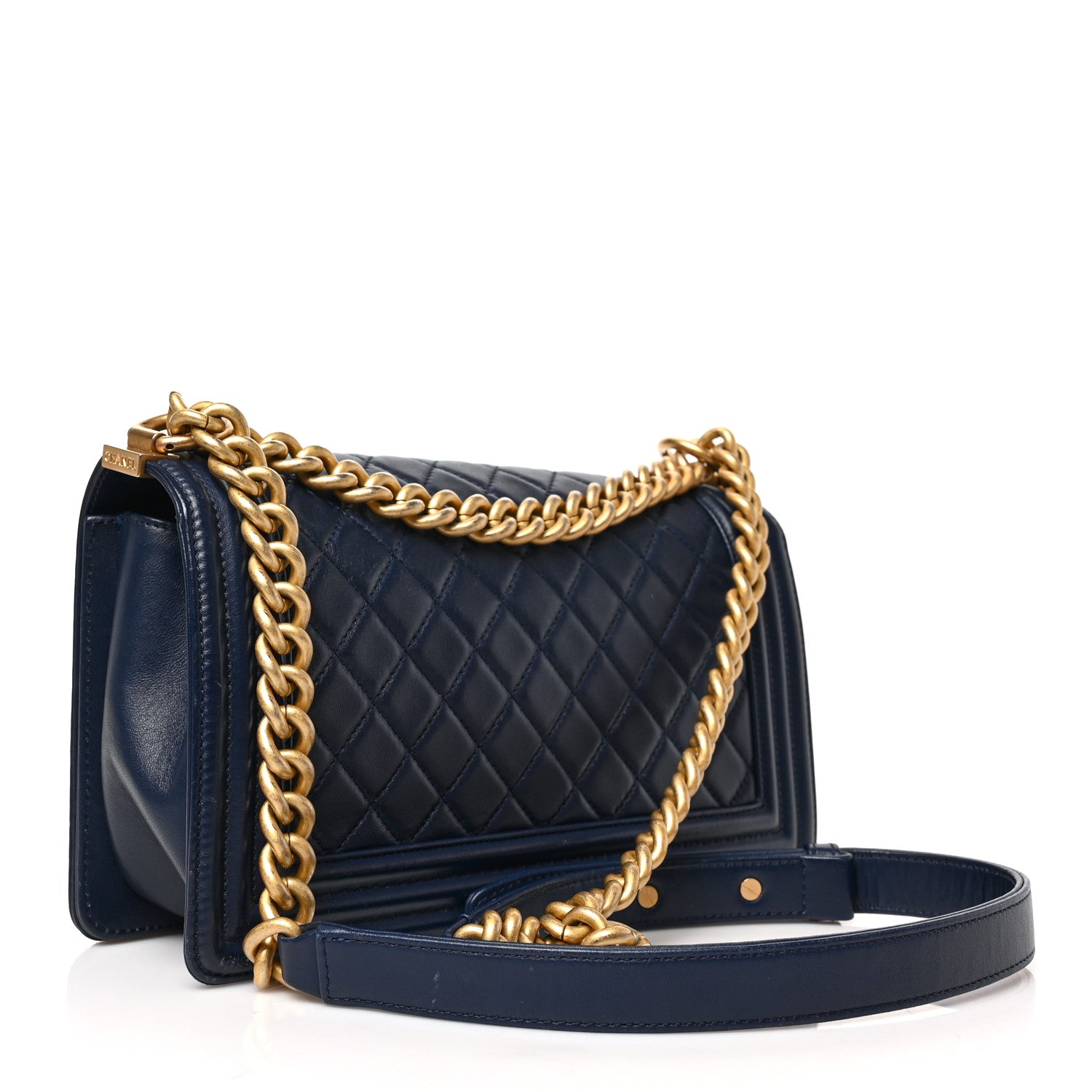Chanel Lambskin Quilted Medium Boy Flap Dark Navy 3 of 10