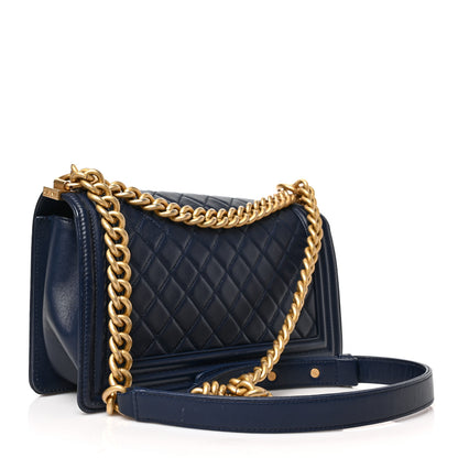 Chanel Lambskin Quilted Medium Boy Flap Dark Navy 3 of 10