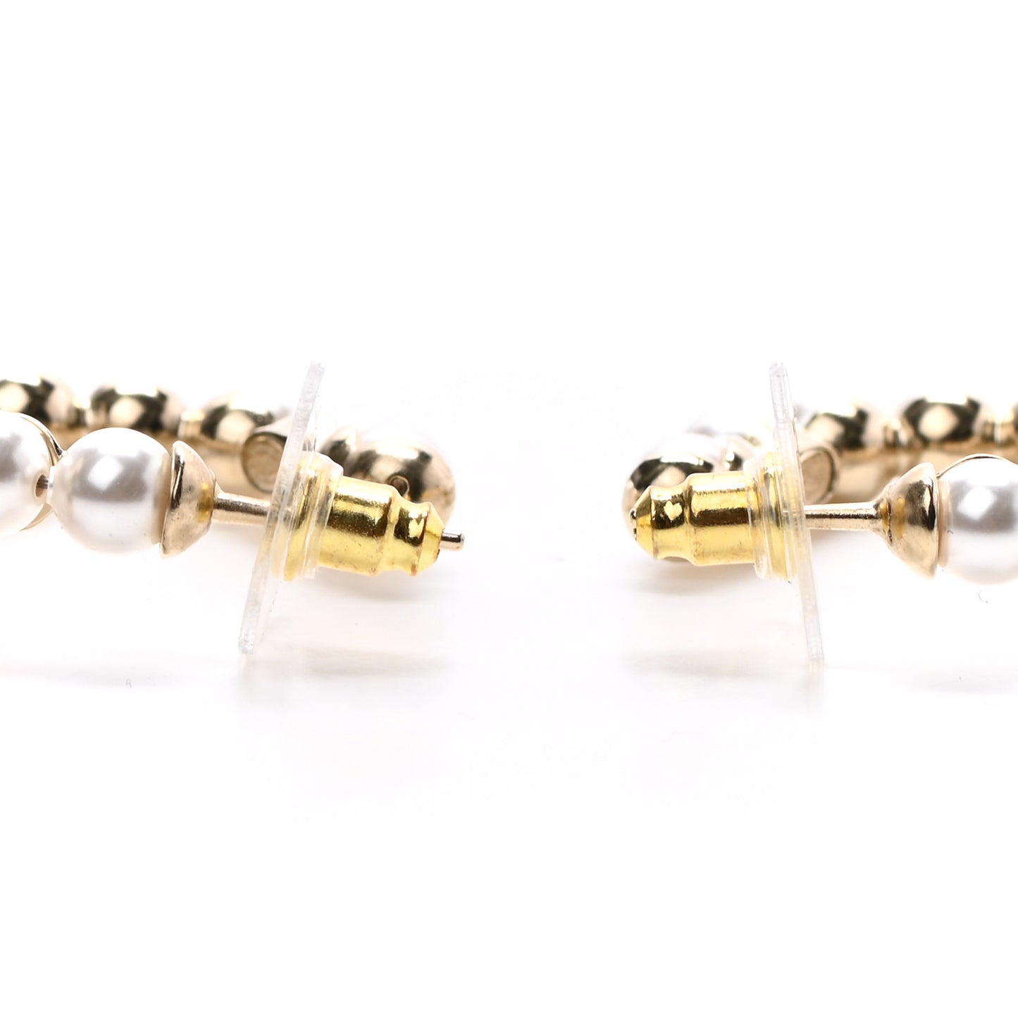 Crystal Pearl CC No 5 Hoop Drop Earring Gold