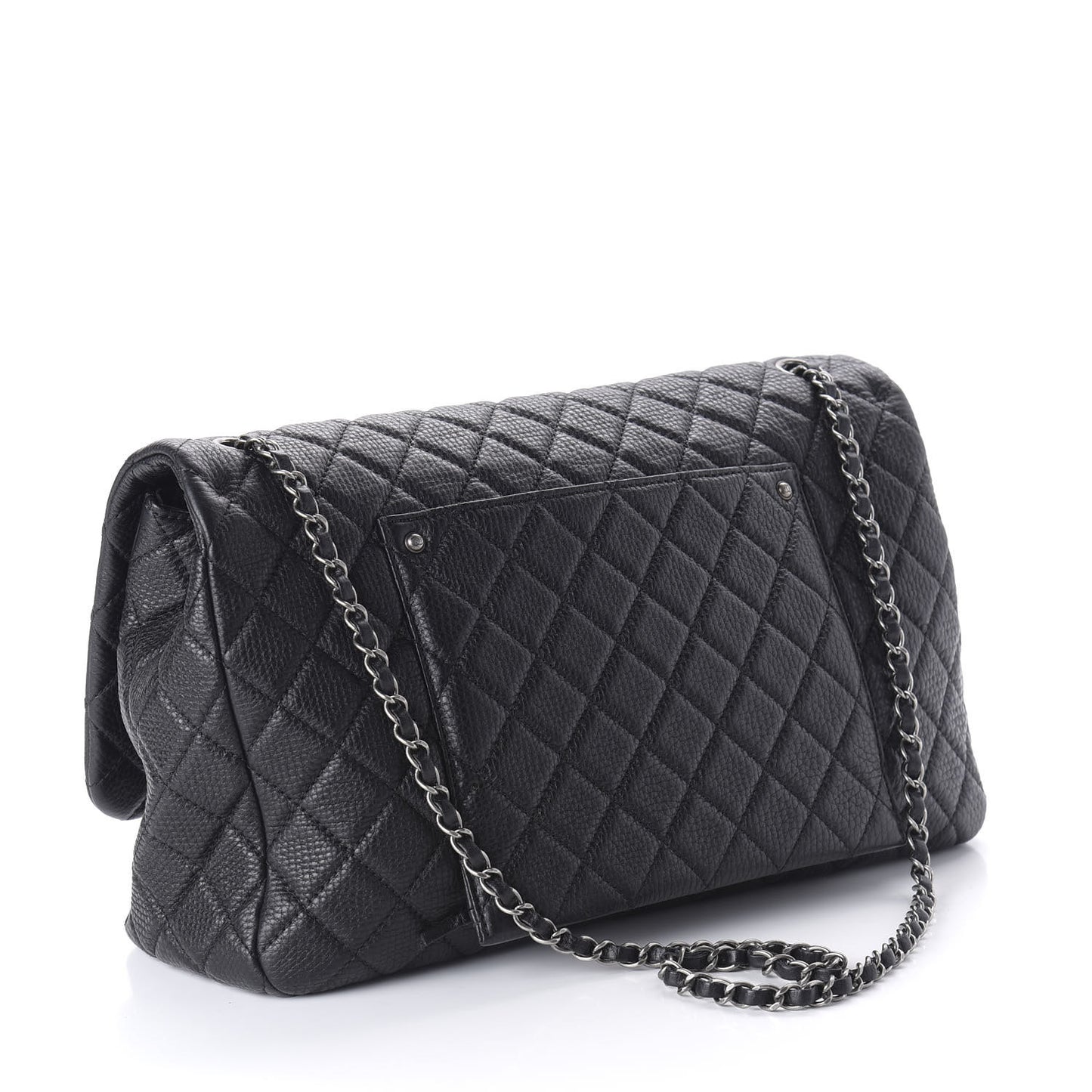 Calfskin Quilted Small XXL Travel Flap Bag Black