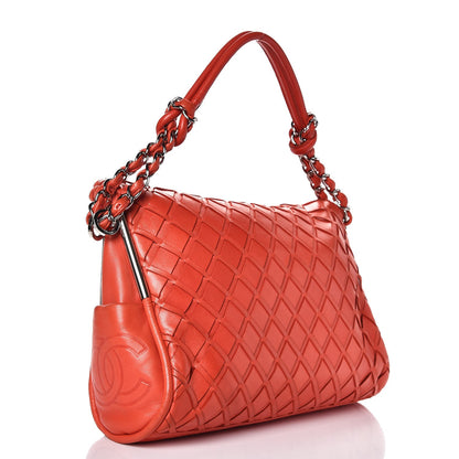 Chanel Lambskin Woven Medium Ultimate Soft Sombrero Hobo Red 3 of 7