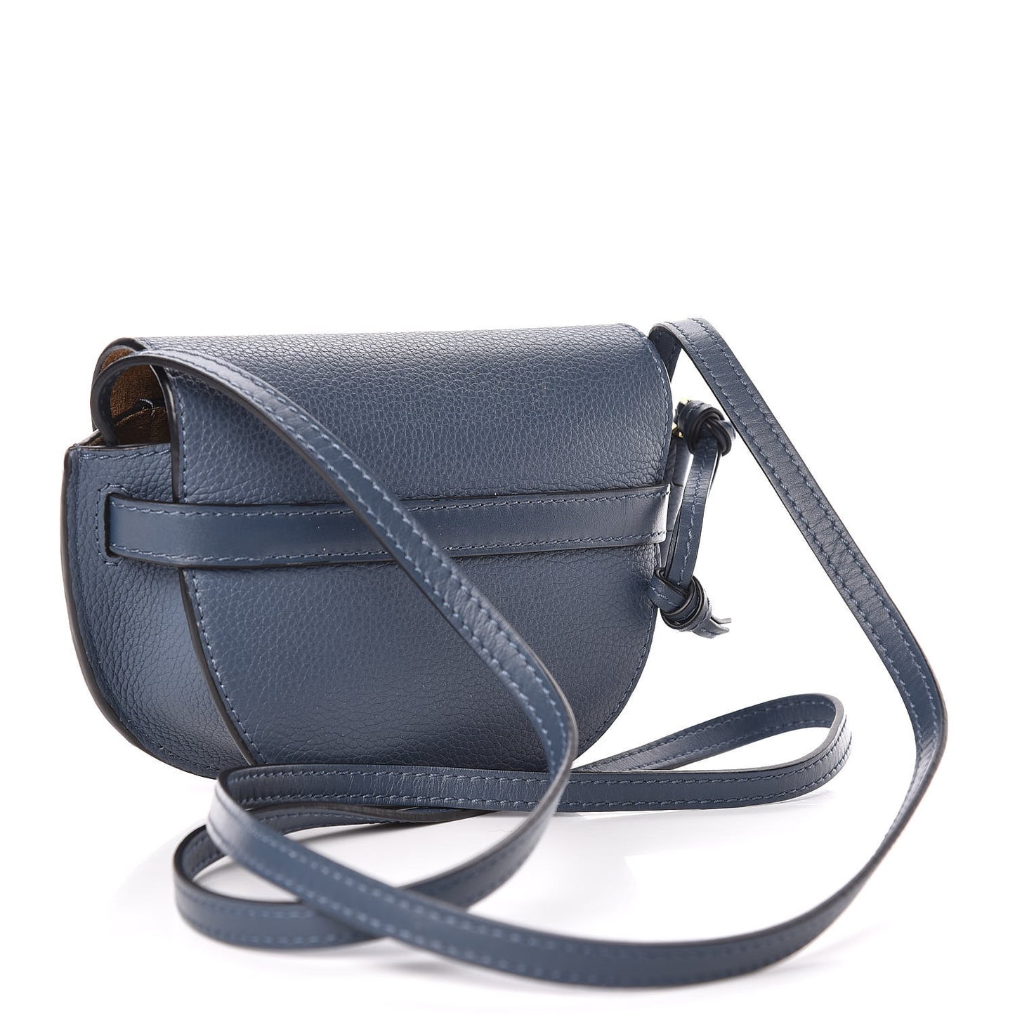 Grained Calfskin Mini Gate Crossbody Bag Steel Blue