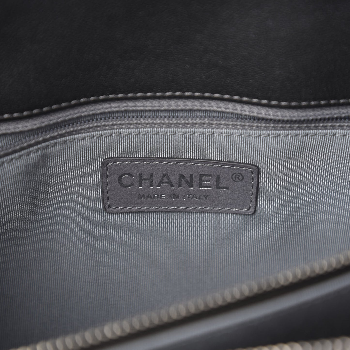 Sheepskin Chevron Quilted Mademoiselle Vintage Shopping Tote Dark Grey
