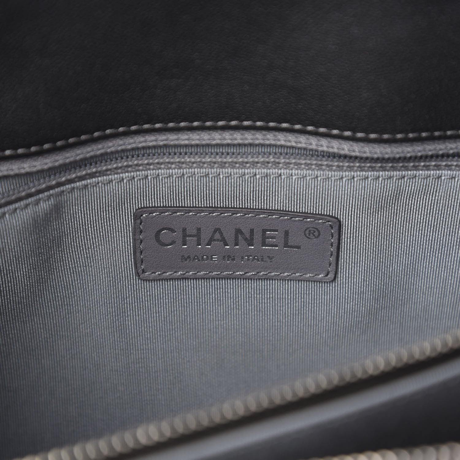 Chanel Sheepskin Chevron Quilted Mademoiselle Vintage Shopping Tote Dark Grey 6 of 11