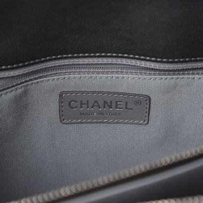 Chanel Sheepskin Chevron Quilted Mademoiselle Vintage Shopping Tote Dark Grey 6 of 11