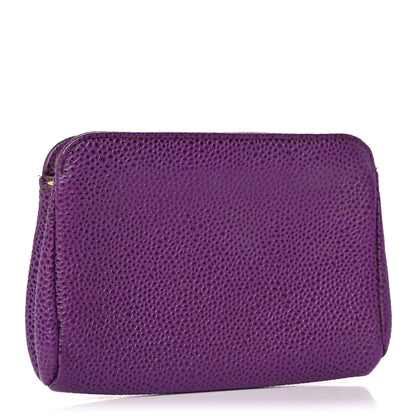 Chanel Caviar Timeless CC Cosmetic Pouch Purple 3 of 9