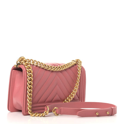 Chanel Calfskin Chevron Quilted Medium Boy Flap Pink 2 of 8