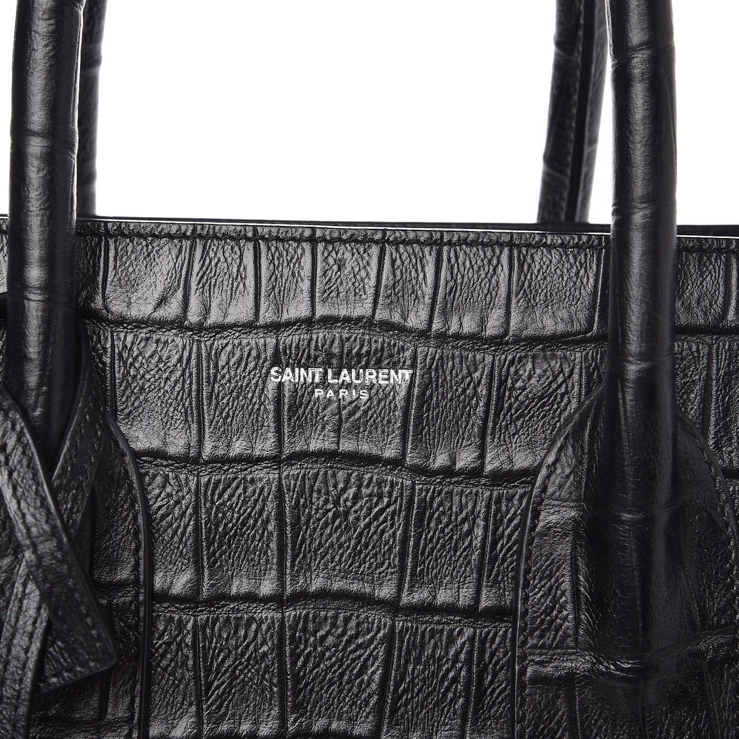 Calfskin Crocodile Embossed Small Sac de Jour Black