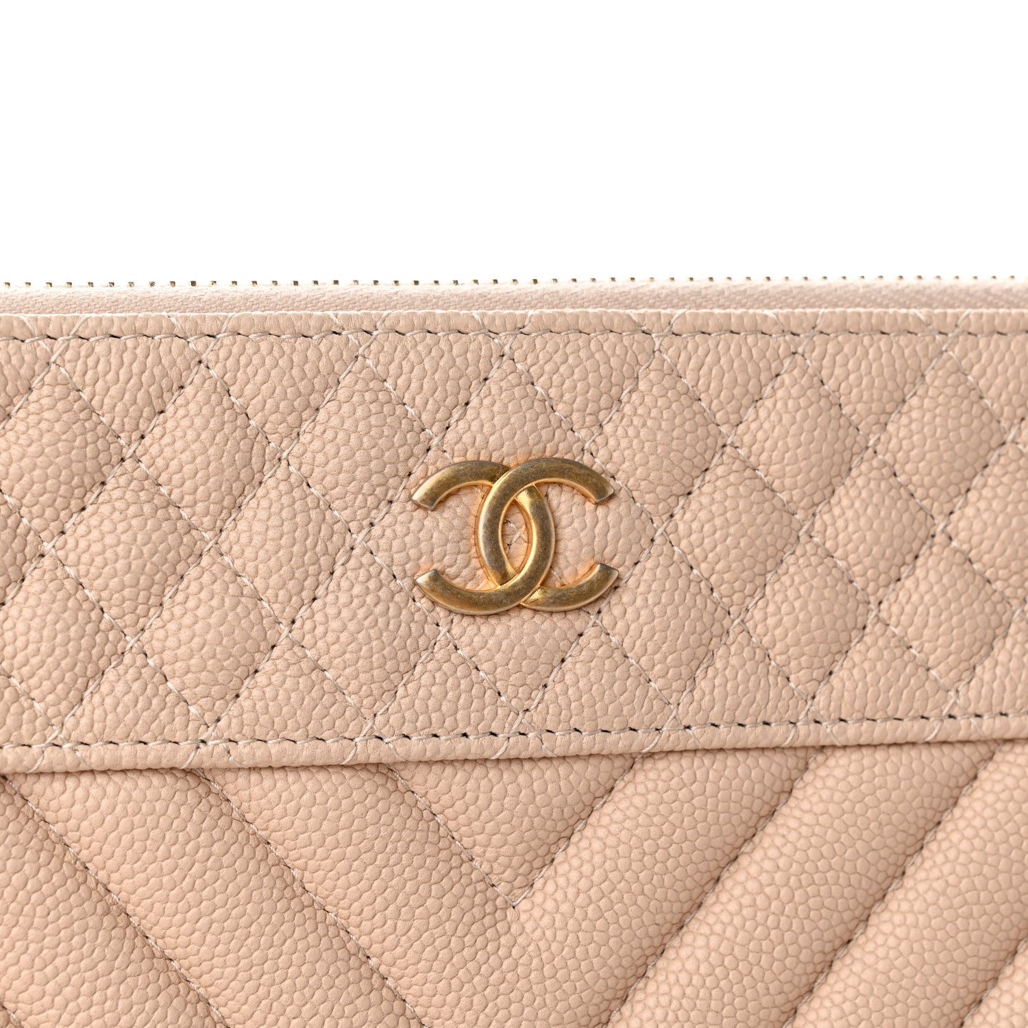 Chanel Caviar Chevron Quilted Large Cosmetic Case Light Pink 8 of 11