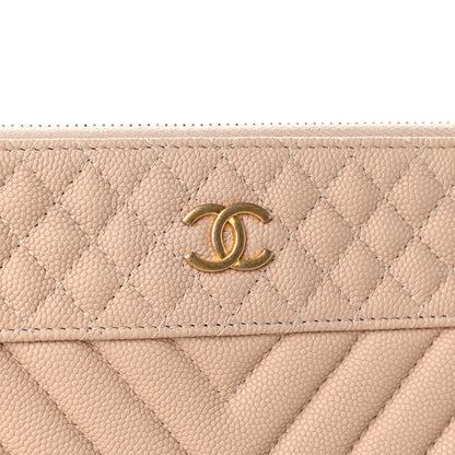 Chanel Caviar Chevron Quilted Large Cosmetic Case Light Pink 8 of 11