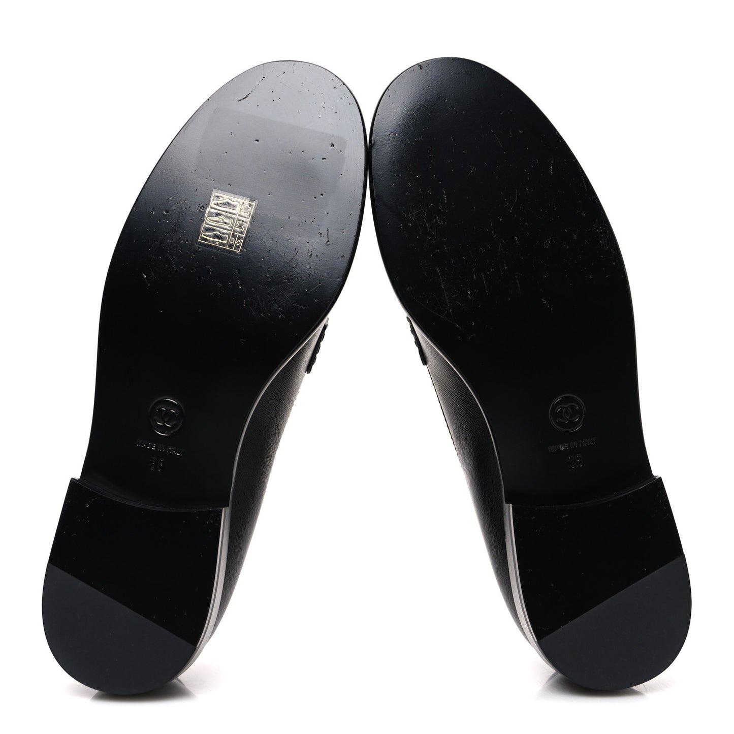 Lambskin CC Mocassin Loafers 38 Black