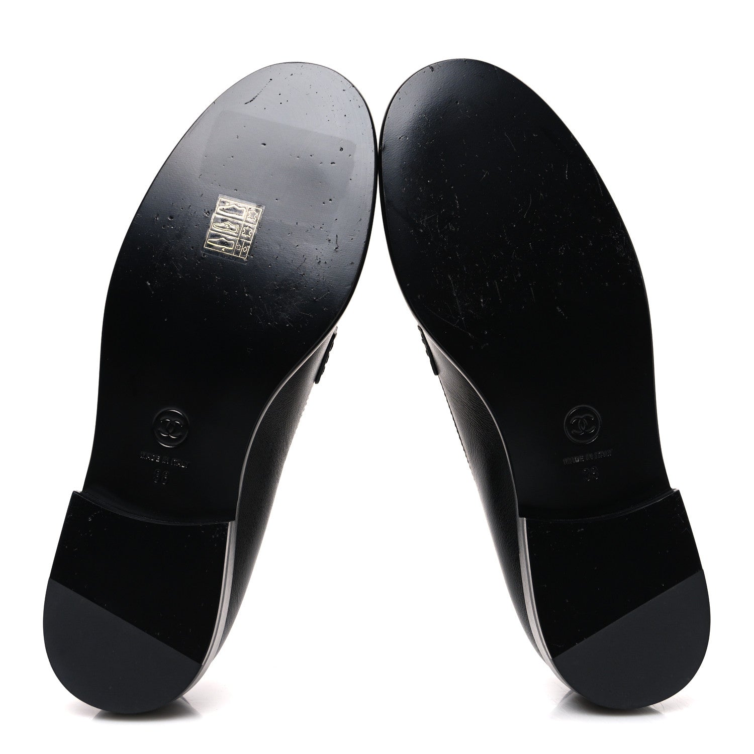 Chanel Lambskin CC Mocassin Loafers 38 Black 7 of 11