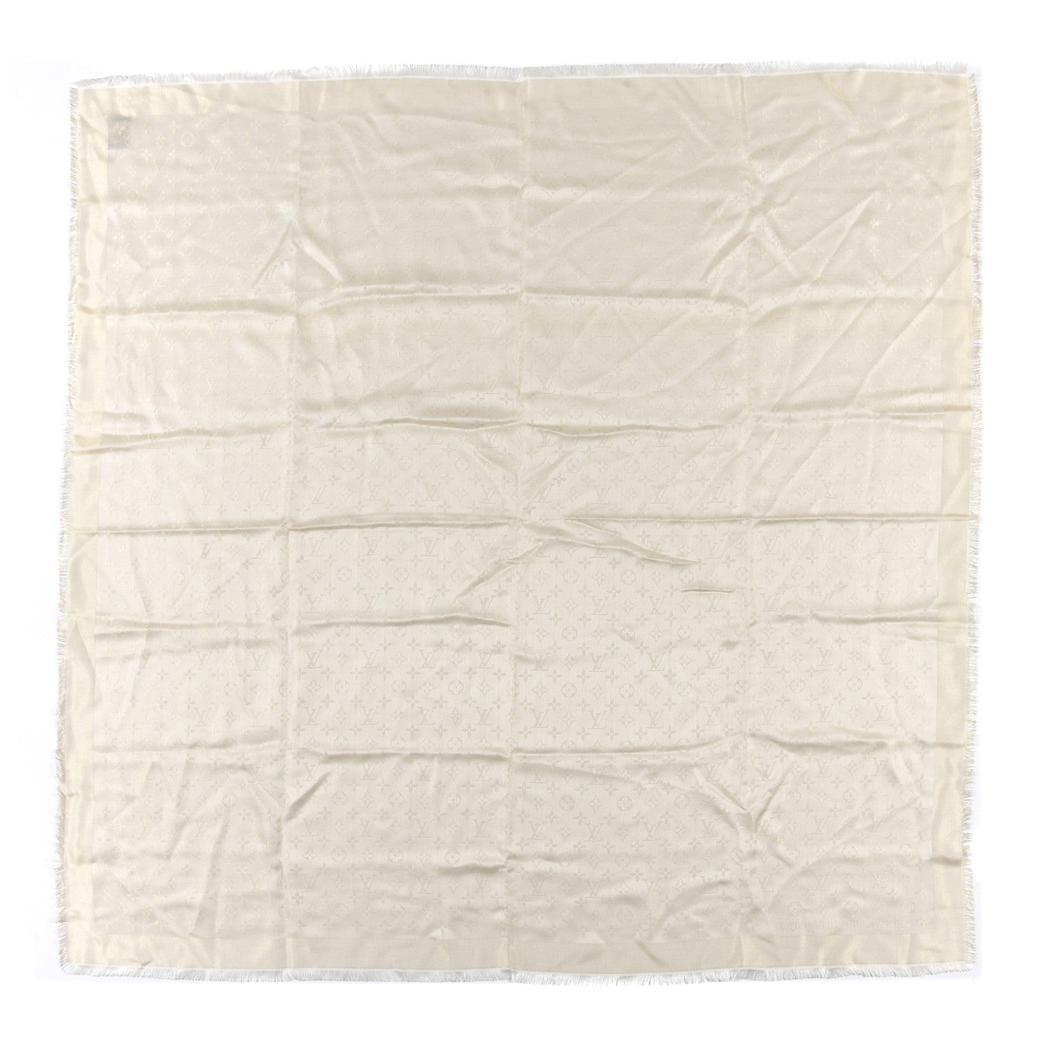Louis Vuitton Silk Wool Monogram Shine Shawl Beige 1 of 4