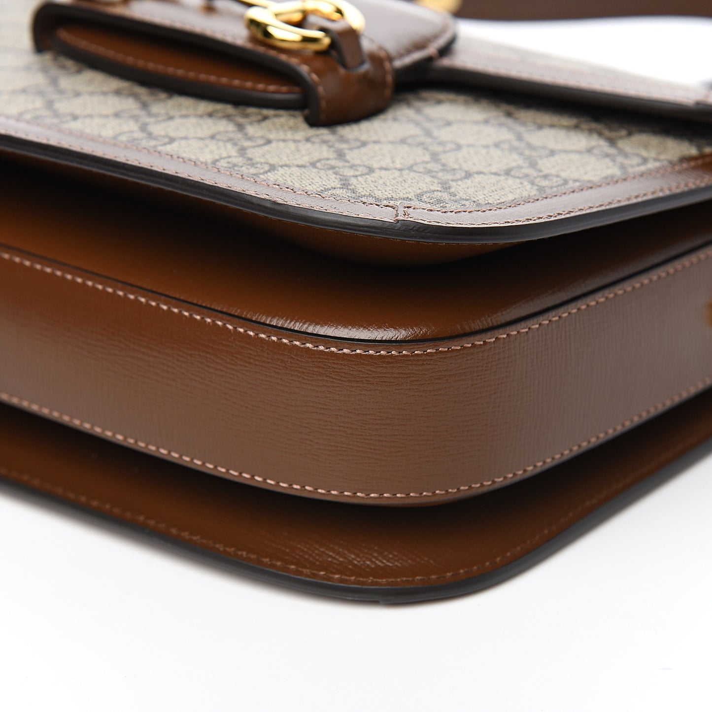 GG Supreme Monogram Horsebit 1955 Shoulder Bag Beige Brown Sugar