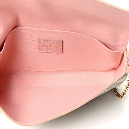Louis Vuitton Damier Azur Pochette Felicie Chain Wallet Rose Ballerine 4 of 5