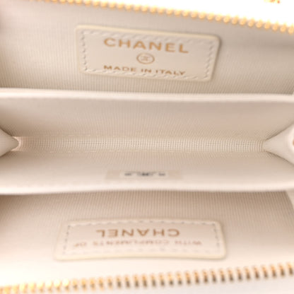 Chanel Tweed Quilted Bow Flap Card Holder On Chain White 5 of 12
