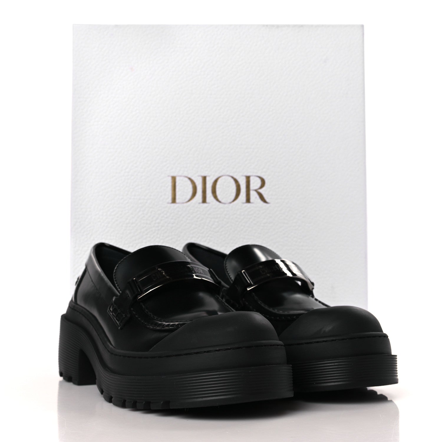 Christian Dior Brushed Calfskin Dior Code Lug Sole Platform 35mm Loafers 37 Black 9 of 9