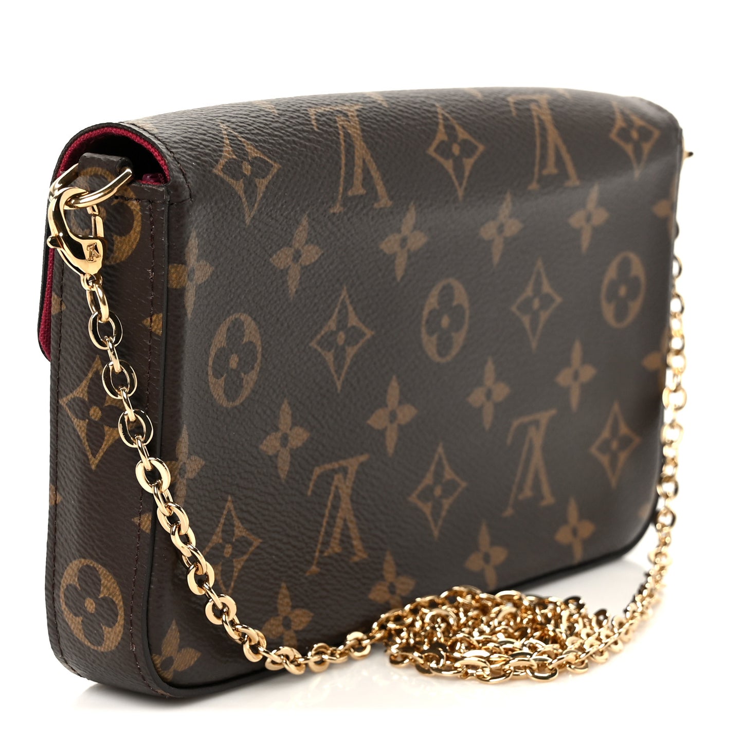 Monogram Pochette Felicie Chain Wallet Fuchsia